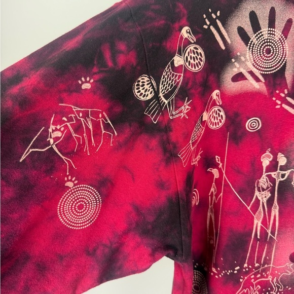 Arlunga Design Artistic Dye Red & Purple Long Sleeve Hoodie Size XL - Picture 4 of 12